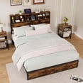 thumbnail image 2 of Costway Queen Bed Frame with Charging Station Storage Headboard Under-bed Storage Space, 2 of 10