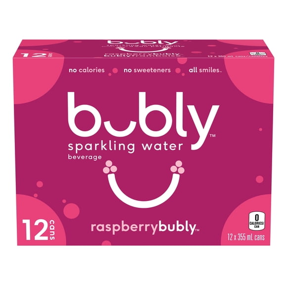 Bubly Raspberry Sparkling Water 12 x355 mL, Cans