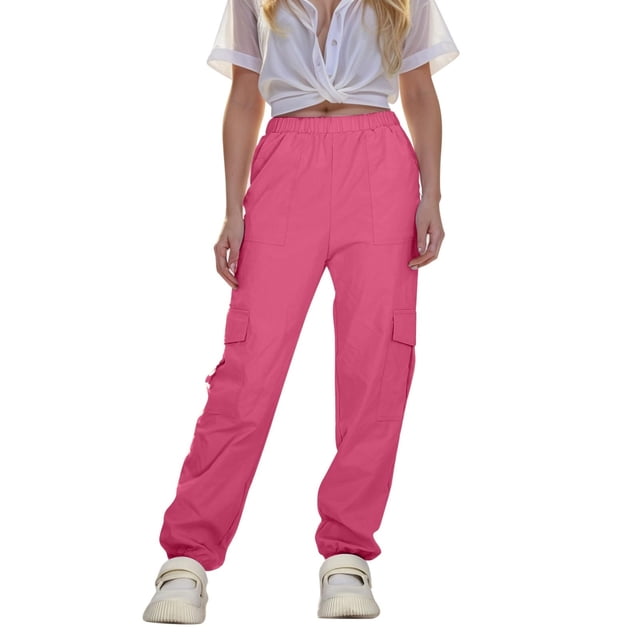 Slim Ankle-Binding Work Pants for Kids, Solid Color Casual Sports Pants with Pockets, Spring Summer Lightweight Cotton-Polyester Blend, Deep Blue, Size 120 cm