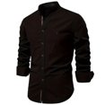 thumbnail image 1 of RXIRUCGD Chemise Décontractée Mode Homme Couleur Unie Manches Longues Col Rabattu, Noir, Taille : S, 1 of 2