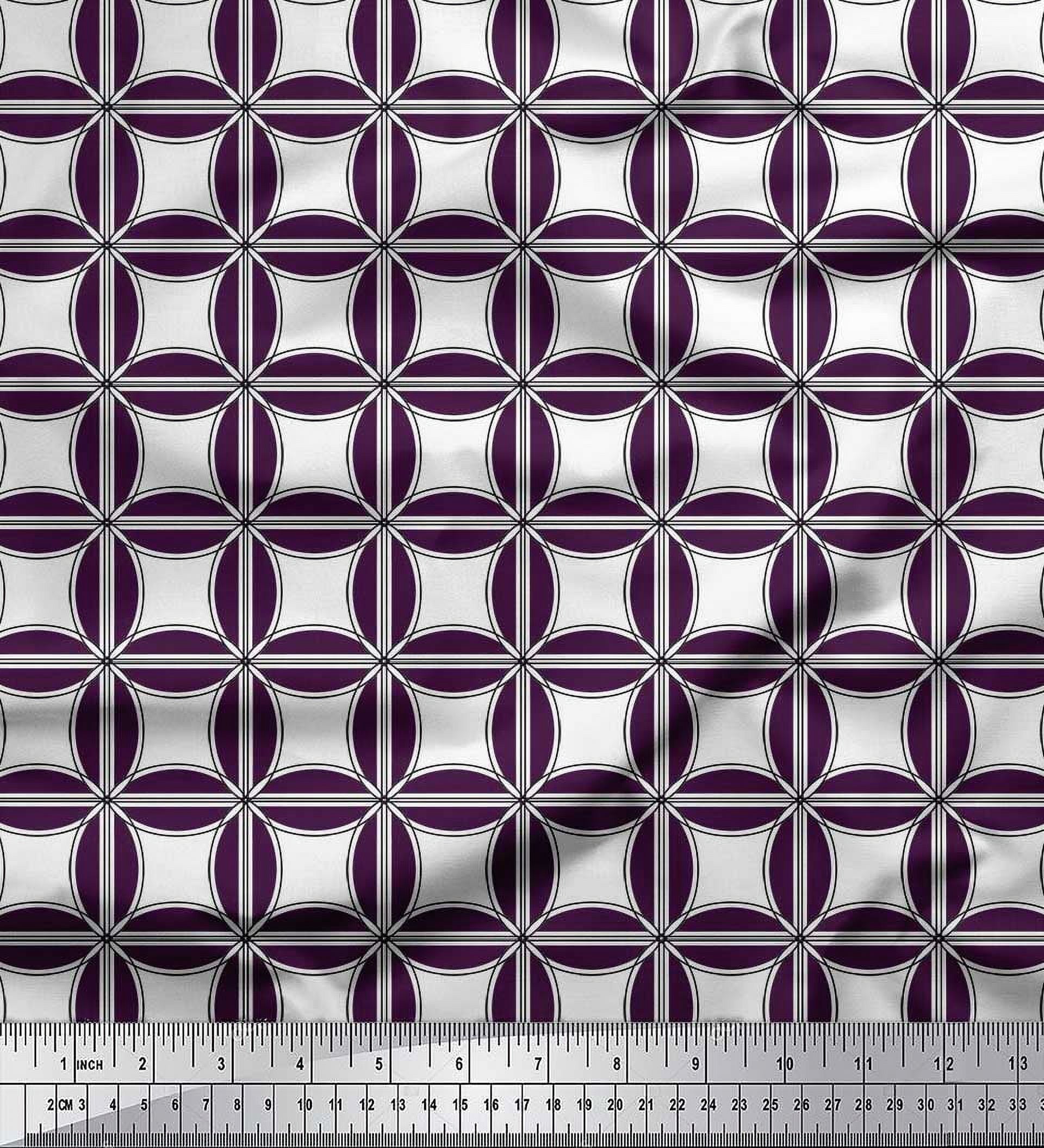 Soimoi Japan Crepe Satin Fabric Semi Circle & Square Geometric Fabric Prints By Yard 42 Inch Wide