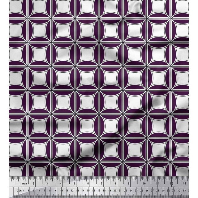 Soimoi Viscose Chiffon Fabric Semi Circle & Square Geometric Print Fabric by Yard 42 Inch Wide