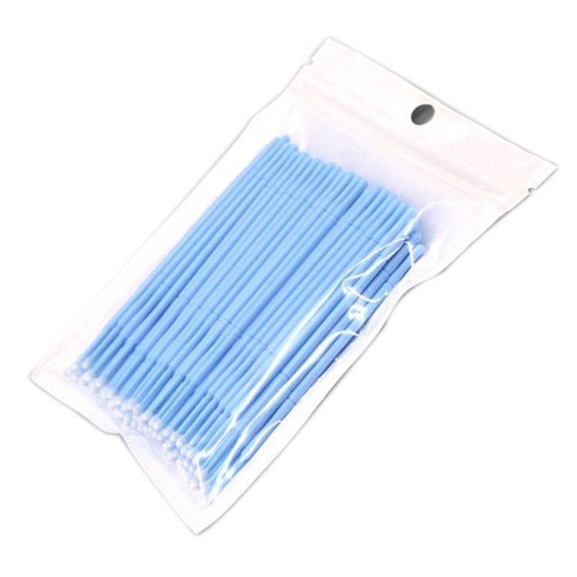 ziyahi 100pcs Double Head Disposable Swab Fiber Buds Plastic Sticks Eyebrow Eyelash Make Up Tools