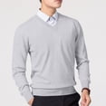 thumbnail image 5 of Xcmzpl Chandail-Robe à Col en V pour Hommes, Tricot, Manches Longues, Coupe Ajustée, Chandails Mode, Chandail à Enfiler, Chandail de Base Uni, Hauts de Chandail d'Automne, 5 of 5