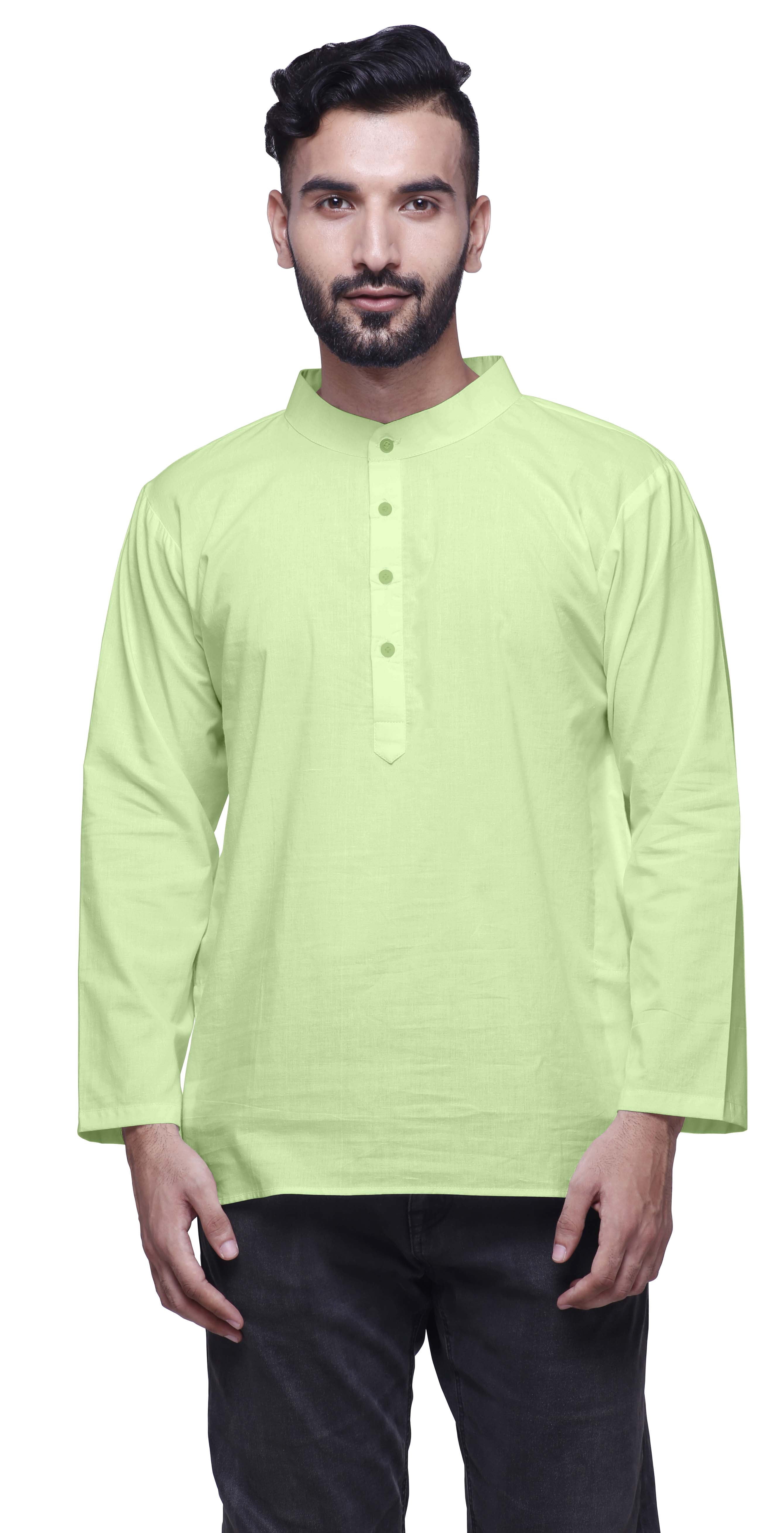 Atasi Mens Kurta Shirt Solid Mandarin Collar Kurta For Boys Short Kurta