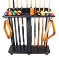 thumbnail image 1 of GSE Floor Stand Billiard Pool Cue Racks Only Holds 10 Pool Cue Sticks 2 Drink Holders Billiard Ball Racks and Full Set of Pool Balls (Black), 1 of 1