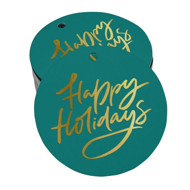 Inkdotpot Pack Of 100 Happy Holiday Favor Paper Tags Craft Real Gold Foil Hang Tags