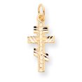 thumbnail image 1 of 10K Yellow Gold Solid Flat-Backed Eastern Orthodox Cross Pendant, 1 of 2