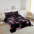 thumbnail image 3 of YST Neon Pink and Black Comforter&nbsp;Set Full for Girls Women,3D Square Geometric Bedding Set,Abstract Glowing Checkered Comforter&nbsp;Set Lightweight Soft,Grid Geometry Quilt Bed Set 3Pcs, 3 of 5
