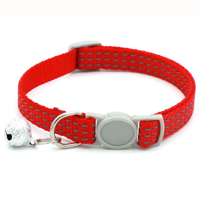 Lot de 5 Colliers pour Chat Réfléchissants à Dégagement Rapide avec Clochette, Boucle de Sécurité, Nylon, Colliers Ajustables pour Chaton, Rouge