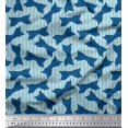 thumbnail image 3 of Soimoi Blue Velvet Fabric Bow & Stripe Print Sewing Fabric Yard 58 Inch Wide, 3 of 5