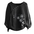 thumbnail image 4 of CHUANK Hauts pour Femmes en Solde à Moins de 10$ Hauts Décontractés Printemps Été Manches Longues en Coton Lin Imprimé Graphique Pissenlit Col Rond Blouses Vintage Grande Taille, 4 of 4