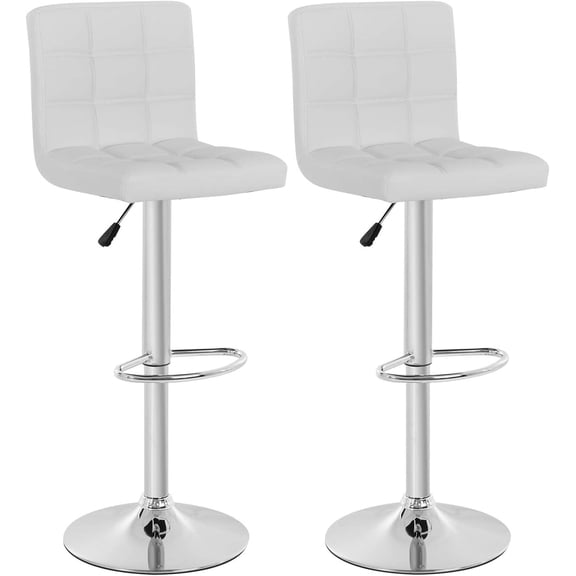 BestOffice Ensemble Moderne de 2 Tabourets de Bar Pivotants à Hauteur Réglable en Cuir PU, avec Vérin Hydraulique, pour Salle à Manger Ou Cuisine, Blanc.