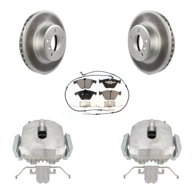 Transit Auto Front Disc Brake Caliper Coated Rotors and Ceramic Pads Kit for Car 2007 BMW 525i Automatic transmission with 324mm Diameter Rotor From 01 07 KCG-100656T