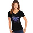 thumbnail image 1 of Hanes T-Shirt à Manches Courtes Col en V pour Femmes, G, Mandala Libellule/noir, 1 of 2