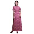 thumbnail image 1 of Bimba Robe Longue d'Été en Rayonne à Manches Kimono Imprimée de Quarts de Feuille et de Nénuphar à Fleurs avec Fente - Petit, 1 of 6