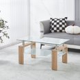 thumbnail image 1 of Natural ,Tempered Clear Glass Coffee Table, Modern Side Center Tables for Living Room, Living Room Furniture, 1 of 3