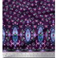 thumbnail image 2 of Soimoi Polyester Crepe Fabric Floral & Leaves Panel Printed Fabric 1 Yard 42 Inch Wide, 2 of 3