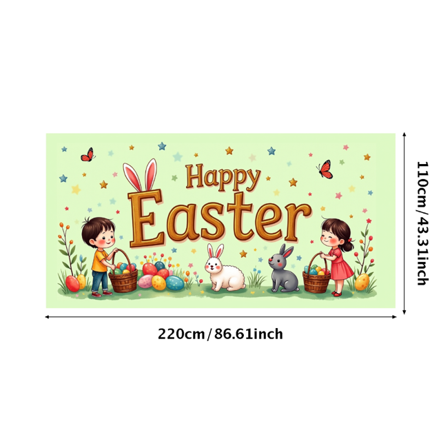 Easter Bunny Spring Celebration Festive Backdrop Banner Decorations Egg Party Supplies Photography Props Background