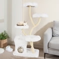 thumbnail image 2 of Gymax Freestanding Cat Tower Tall Cat Tree w/ four Flower-shaped Platforms Cat Condo White, 2 of 10