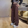 thumbnail image 2 of MIASHUI Girls Sweatpants Boys Drawstring Elastic Active Joggers Straight Leg Trousers,Coffee,14-15 Years, 2 of 6