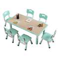 thumbnail image 1 of JoanKaren Ensemble de Table pour Enfants Réglable et 6 Chaises, Centre Multi-Activités avec Surface Résistante aux Graffiti pour Salle de Jeux et Bureau, Bleu Pâle, 1 of 6