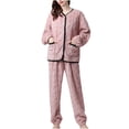thumbnail image 2 of Couples Women Button Warm Winter Flannel Pajamas Set Long Sleeve Long Pant, 2 of 6
