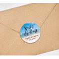 thumbnail image 4 of Darling Souvenir Round Beach Photo Save The Date Stickers Wedding Personalized Bride Groom Names And Date Envelope Seals 45 Pcs- Blue & Beige, 4 of 4