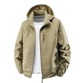 thumbnail image 3 of Sentmoon Men's Winter Coat Solid Color Long Sleeve Hooded Neck Winter Jacket Men Oversized Zipper Windbreaker Waterproof Men Clothes with Pockets Fall Stylish for Walking and Daily Khaki XXXXXL, 3 of 9