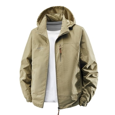Men's Waterproof Rain Jacket With Detachable Hood, Lightweight Workwear Coat For Outdoor Hiking And Casual Daily Wear
