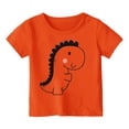 thumbnail image 1 of WERYOUNG T-Shirts Filles Garçons Été Décontracté Imprimé Dinosaure Col Rond Manches Courtes T-Shirts Classiques Piscine Plage, Orange, 6-7 Ans, 1 of 3