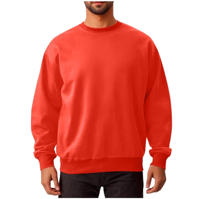 cfhntfmh Chandails Molletonnés pour Hommes Grande Taille Décontractés à Col Rond à Manches Longues Hauts Basiques Molleton Doux Chandails Molletonnés Unis