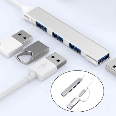 Aqestyerly Mini USB Hub 4 Port Extension Adapter Slim Data Splitter Aluminum USB 3.0 Hub For Desktop Laptop HWRETIE