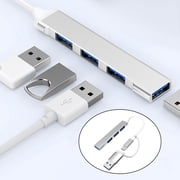 Aqestyerly Mini USB Hub 4 Port Extension Adapter Slim Data Splitter Aluminum USB 3.0 Hub For Desktop Laptop HWRETIE