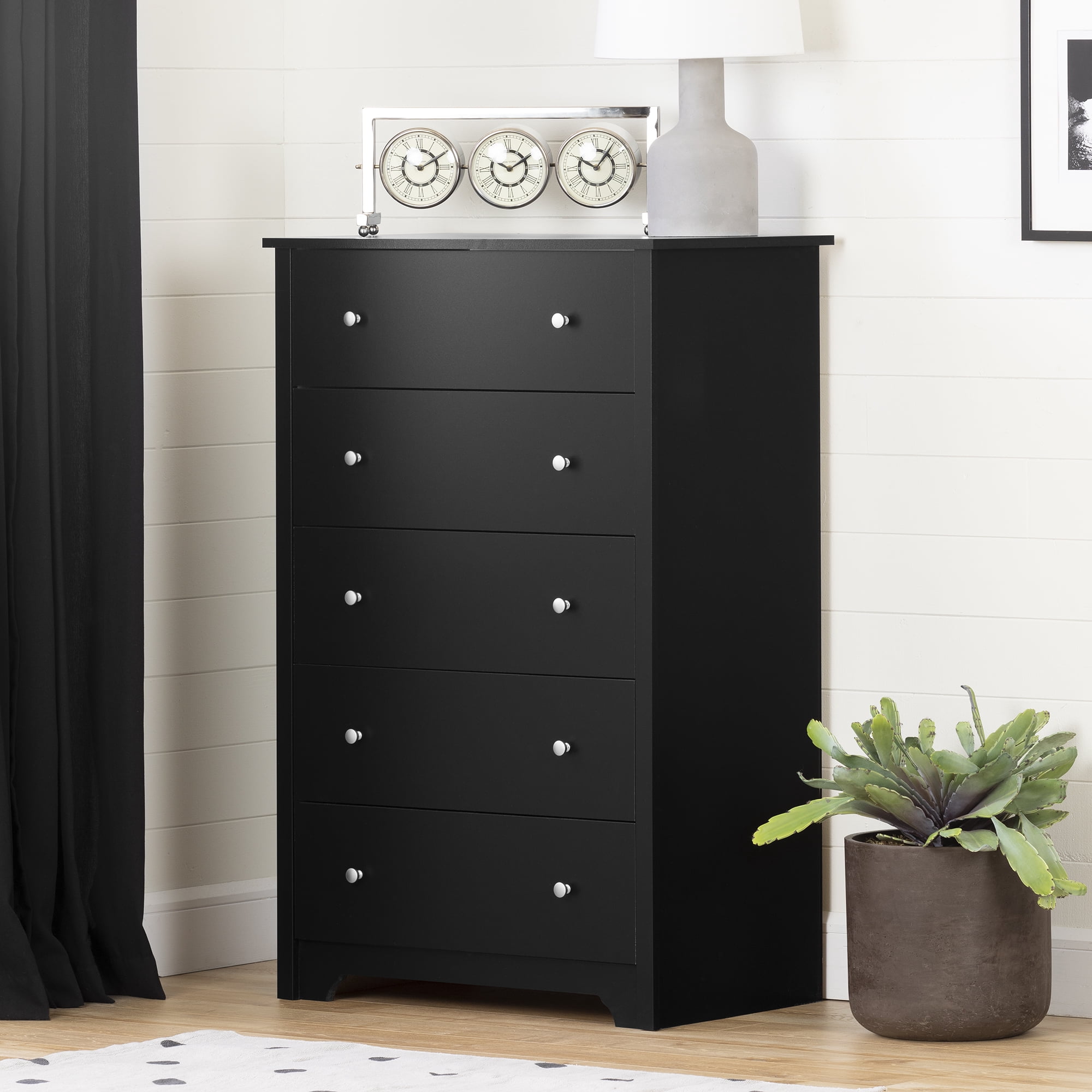 South Shore Vito 5-Drawer Chest for Adult, in Pure Black