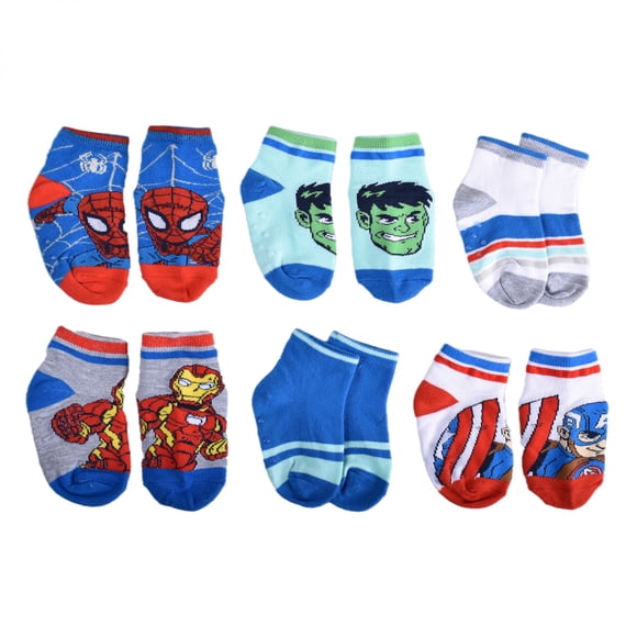 Marvel Superhero Adventures Baby Boy Variety Crew Socks 6-Pack-Size 18-24M