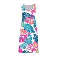 thumbnail image 5 of Ovzne Robes d'Été pour Femmes 2025 Robe de Plage Mode Robe Sans Manches pour Femme Col Rond Imprimé Floral Plissée Ajustée Robe de Plage Gâteau Robe d'Été Imprimée Liquidation, 5 of 5