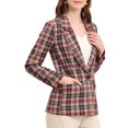 thumbnail image 4 of INSPIRE CHIC Blazers pour Femmes Revers Cranté Manches Longues un Bouton Blazer à Carreaux Brun Rouge TP, 4 of 8