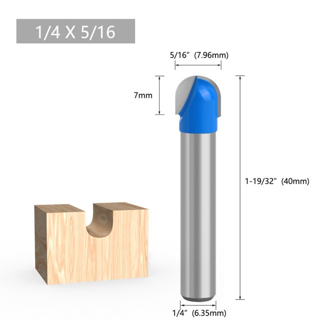 1/4 Shank Ball Nez Routeur Bits Fin Moulin Ronde Crique Boîte Solide CNC Fraisage Bit