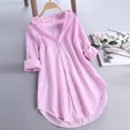 thumbnail image 2 of Timegard Womens Shirts Striped Long Sleeve Lapel v Neck Button up Tops Fall Casual Work Loose Blouse, 2 of 8