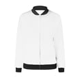 thumbnail image 5 of Womens Fashion Jacket Casual Stand Collar Zip Up Lightweight Coat Fall Color Block Jackets with Pockets White S, 5 of 5