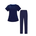 thumbnail image 3 of Yinanstore Women's Short Sleeve Scrub Set, Dark Blue, L, 3 of 8