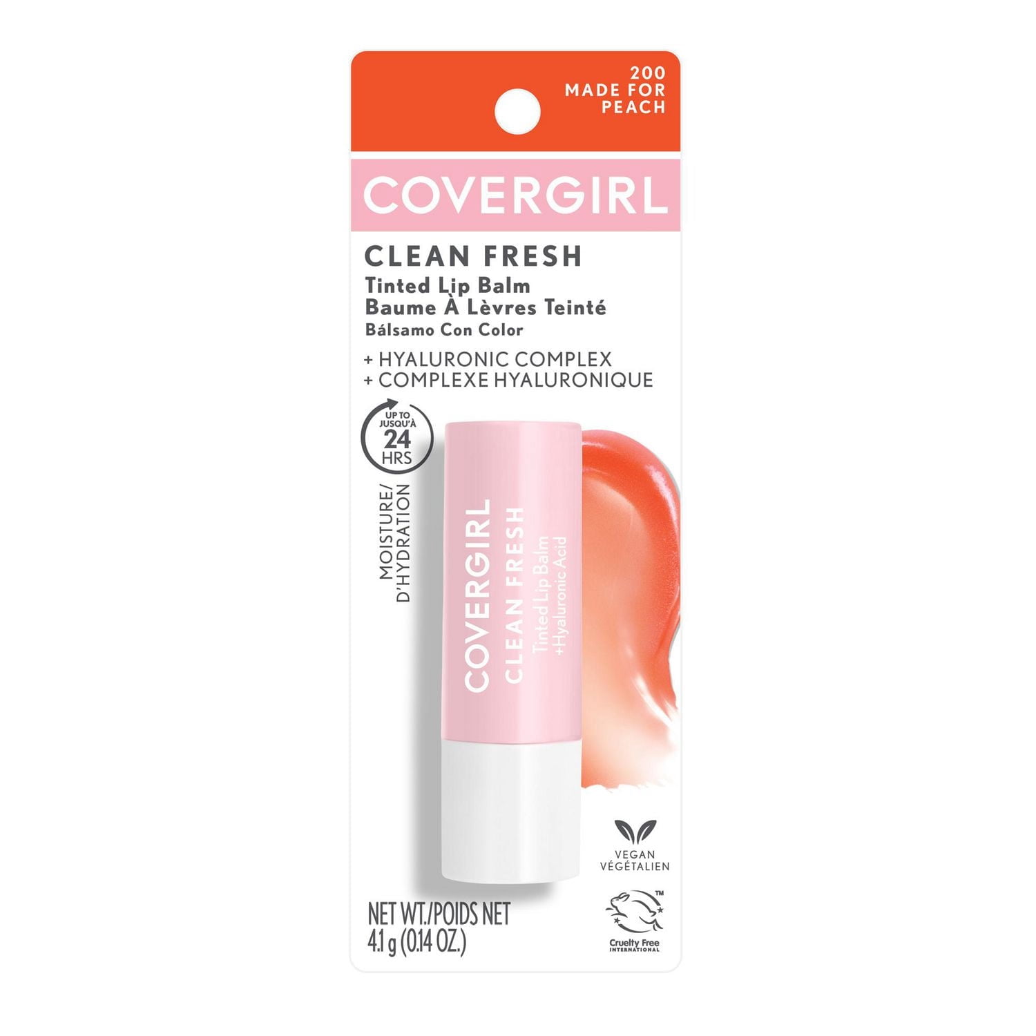 COVERGIRL Clean Fresh Tinted Lip Balm, Formulated with Hyaluronic Acid for 24HR Hydration, 100% Vegan & Cruelty-Free