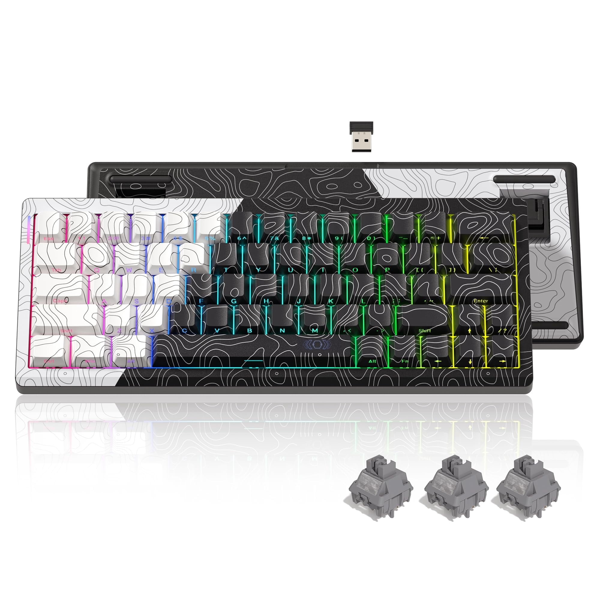 Womier Q61 60% Percent Keyboard with QMK/VIA Topographic Gaming Keyboard, Wireless Creamy Mechanical Keyboard, RGB Custom Keyboard Gasket Hot Swappable Key