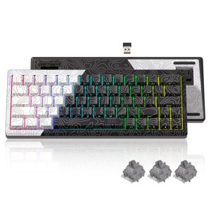 Womier Q61 60% Pourcentage de clavier avec QMK/VIA Clavier de jeu topographique, Clavette mécanique crémeuse sans fil, RGB Clavier personnalisé Joint chaud Swappable Key