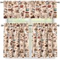 thumbnail image 1 of Coffee Theme Kitchen Curtains Set for Window Curtains Valance Set of 3,Cute Dwarf 24 Inch Length Tier Curtains Cafe Bar Window Curtains, Rod Pocket,Easy to Install,Size M, 1 of 4