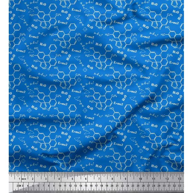 Soimoi Poly Georgette Fabric Chemical Formula Education Theme Print Sewing Fabric Yard 52 Inch Wide