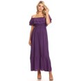 thumbnail image 1 of Women's Boho Peasant Dress Off Shoulder Short Sleeve Ruffle Maxi Dresses, 1 of 5
