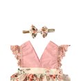 thumbnail image 2 of Faithtur Girls Floral Print Clothes Set Backless V-neck Romper+Headband, 2 of 6