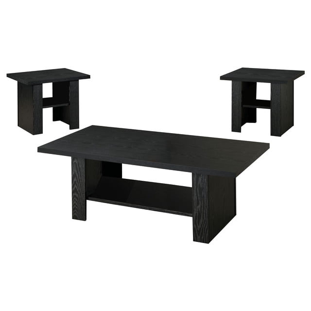 Coaster Company Ensemble de 3 Tables Basses en Bois avec Tablette, Chêne Noir Rodez
